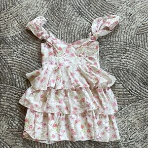 Altar'd State Pink Floral Tiered Dress size M